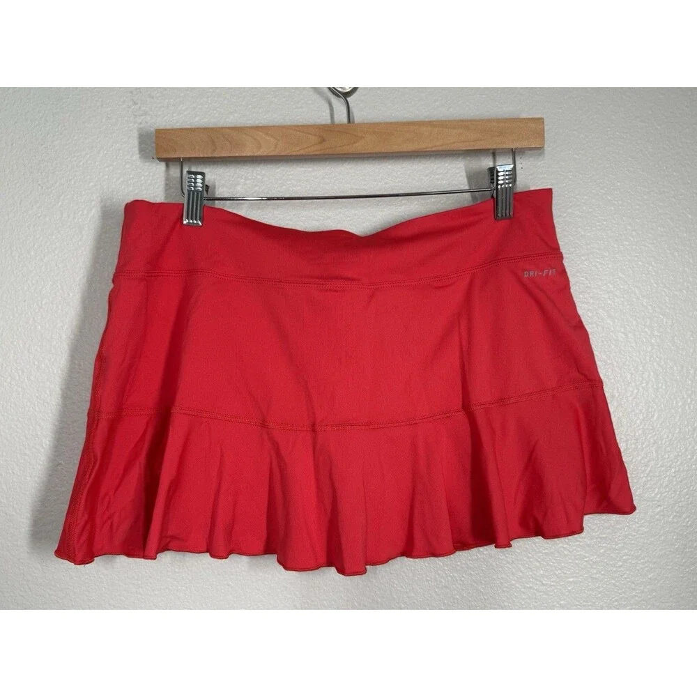 Nike Womens Flirty Knit‎ Skirt Skort Coral Dri-Fit Tennis Golf Size L Pickleball